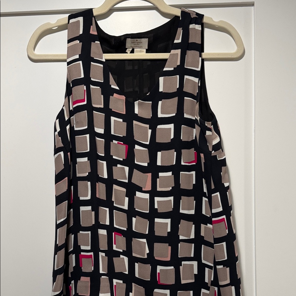 Kate Spade Black and Beige Geometric Blouse